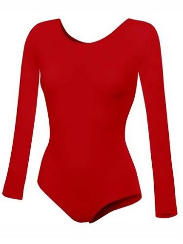 Gymnastic Training Body with Long Sleeves B100D in Red.