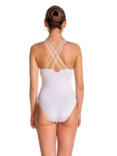 Gymnastic training bodysuit with straps SPIDER B103C white