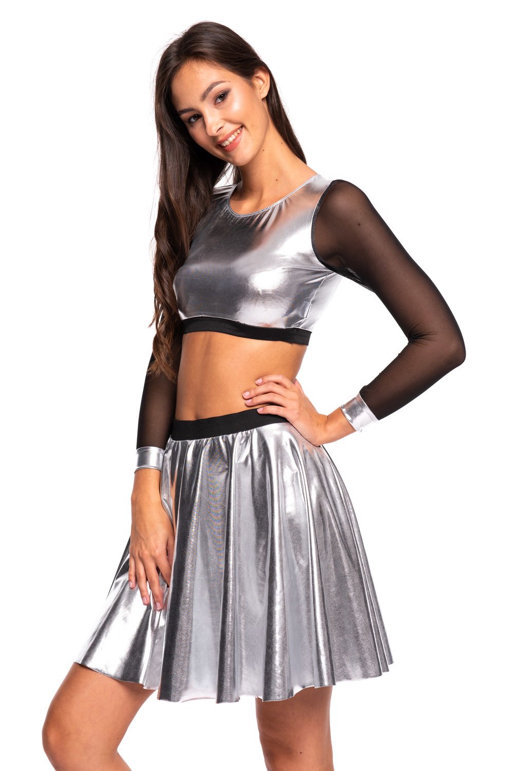 Set - Metallic Mesh Top + Metallic Skirt