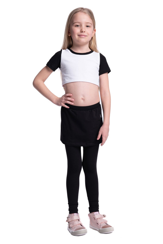 Long leggings with black skirt.