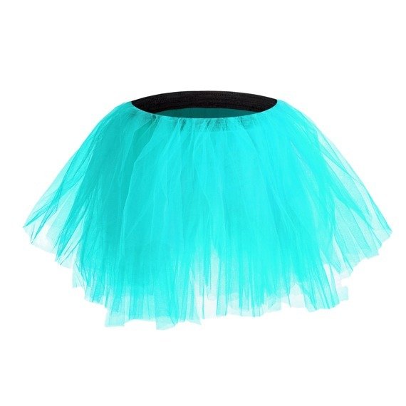 Multi-layered turquoise tulle tutu skirt.