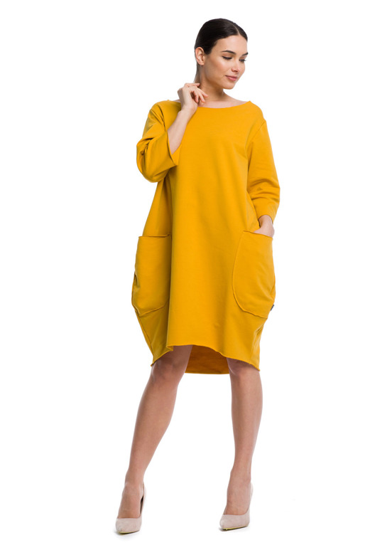 Oversized Mustard Women's Dress Tunic Blouse
