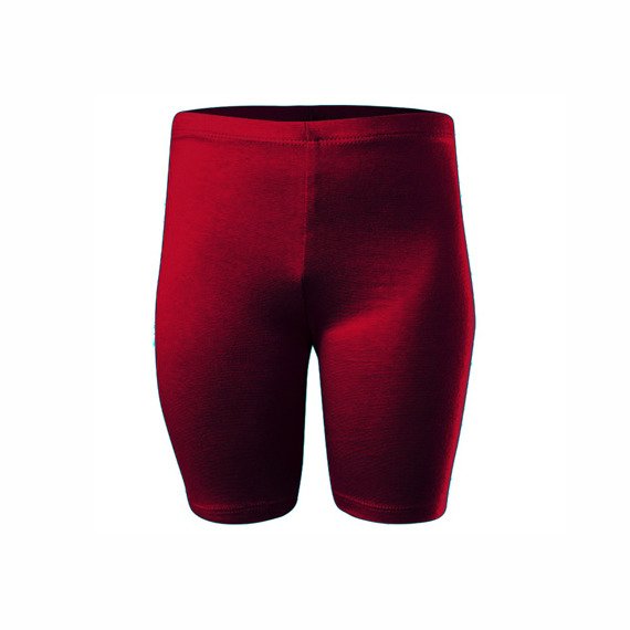 Short burgundy cotton sports leggings for women, men and children.