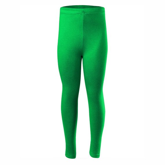 Sport leggings for women, men, and children with long cotton legs in green.