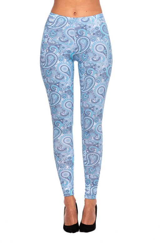 Sporty blue paisley pattern leggings for girls.