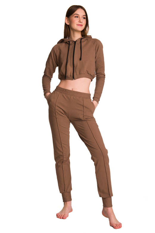 Women's coffee-colored sweatpants with cuffs