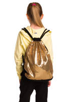 Bag - sack backpack with sequins on the shoulder, gold and black.