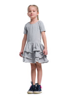 Girl's Dress with Ruffles and Metallic Edging - Gray-Silver