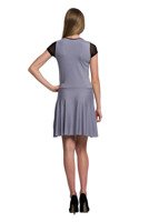 Grey Mesh Short Sleeve Dress with Straps Neckline