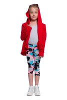 Red women's and children's cardigan.