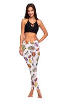 Women's children's sports leggings WOW white with colorful inscriptions.