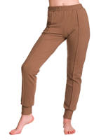 Women's coffee-colored sweatpants with cuffs