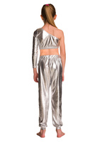 Children's metallic silver stage pants.