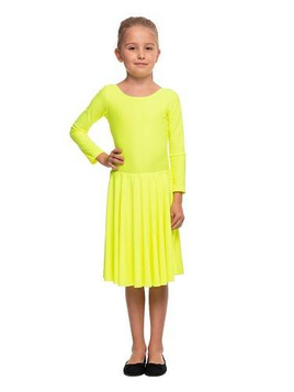 Tournament Ballroom Dance Dress for Girls FIRST STEP Neon Fluorescent Yellow