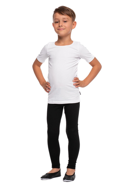 Sport leggings for women, men, and children with long cotton black legs.