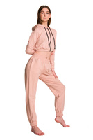 Short hooded sweatshirt for girls in powder pink, with large hood, children's size.