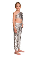 Children's metallic silver stage pants.