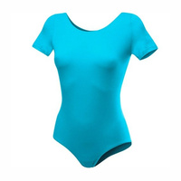 Turquoise B100K short-sleeved gymnastic training body.