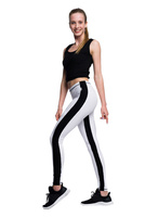 White leggings with black stripes - white black.