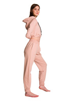 Short hooded sweatshirt for girls in powder pink, with large hood, children's size.