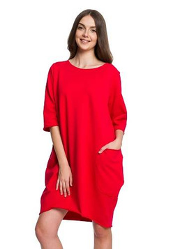 Women's Red Oversized Dress Tunic Blouse