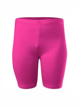 Short sports leggings for women, men, and children made of cotton in fuchsia.