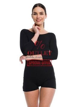 OUTLET 3/4 Sleeve Black Bodysuit with Short Leg