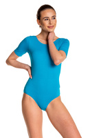 Turquoise B100K short-sleeved gymnastic training body.