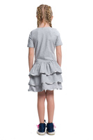 Girl's Dress with Ruffles and Metallic Edging - Gray-Silver