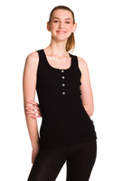 Women's black striped cotton sleeveless blouse.