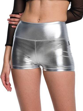 Shorts for girls, metallic shimmering, perfect for performing, silver.