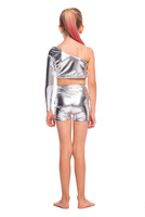 Shorts for girls, metallic shimmering, perfect for performing, silver.