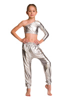 Children's metallic silver stage pants.