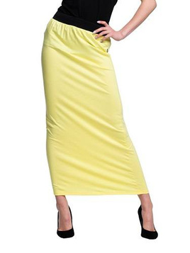 Fitted MAXI viscose skirt - lemon.