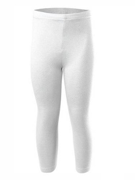 Sporty 3/4 length leggings for women, men and kids in white cotton.