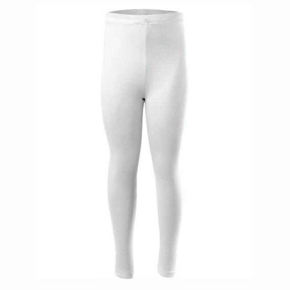 Cotton Long Leg Sport Leggings for Women, Men, and Children in White.