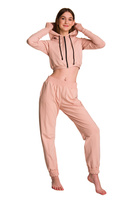Short hooded sweatshirt for girls in powder pink, with large hood, children's size.