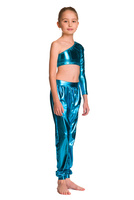 Turquoise Metallic Children's Dance Pants