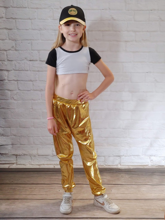 Children's Metallic Gold Performance Pants with Pumps