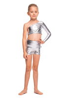 Shorts for girls, metallic shimmering, perfect for performing, silver.