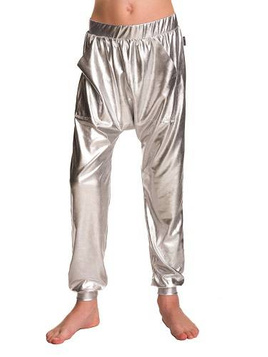 Children's metallic silver stage pants.