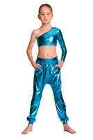 Turquoise Metallic Children's Dance Pants