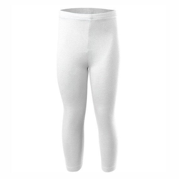 Sporty 3/4 length leggings for women, men and kids in white cotton.