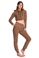 Women's coffee-colored sweatpants with cuffs