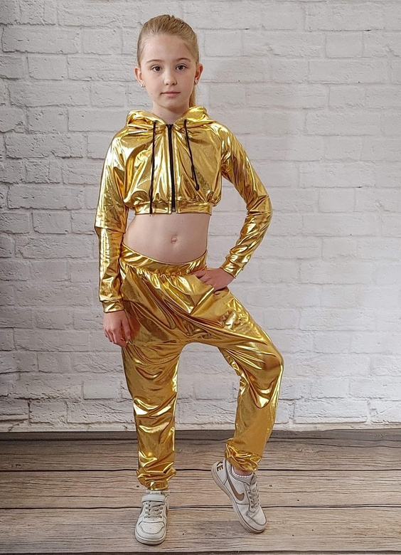 Spodnie metaliczne pumpy dziecięce na występ złoty (SZYCIE NA INDYWIDUALNE ZAMÓWIENIE)
