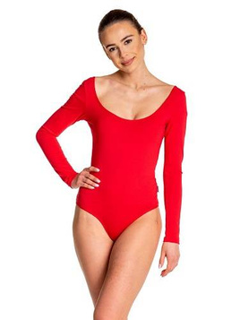 Women's Red Slimming Long Sleeve Body Suit
