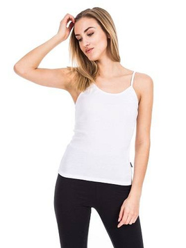 Cotton Tank Top with Thin Straps - White.