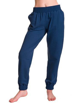 Loose-fit women's jogging pants with denim-like leg design.