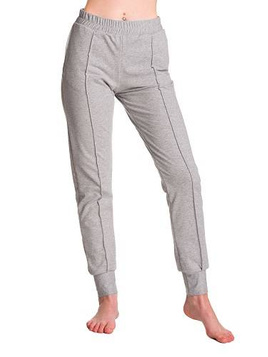 Women's Melange Grey Joggers with Ribbed Hem