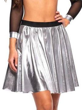 Metallic Silver Shimmering Circle Skirt